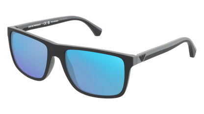 Rubber Black & Grey, Blue-Mirrored