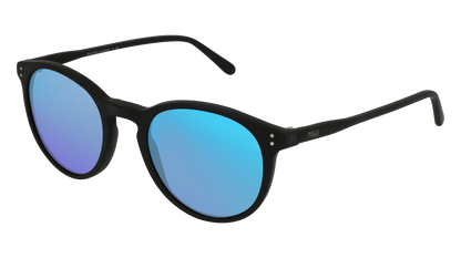 Matte Black, Blue-Mirrored