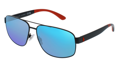 Matte Black, Blue-Mirrored
