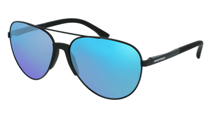 Matte Black, Blue-Mirrored