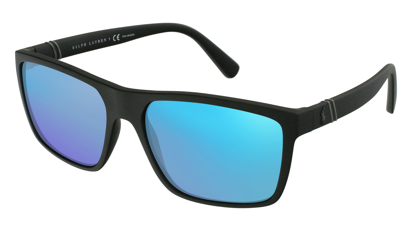 Matte Black, Blue-Mirrored