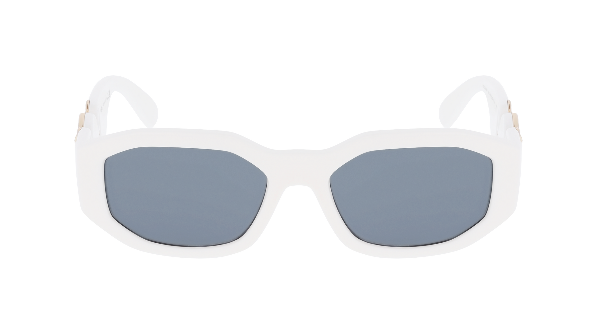 A pair of Versace sunglasses with white frames and dark lenses, suitable for outdoor activities  – SunberryRX