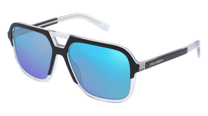 Top Black On Crystal, Blue-Mirrored