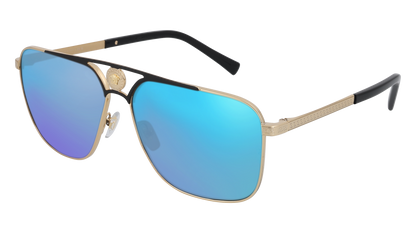 Gold/Matte Black, Blue-Mirrored