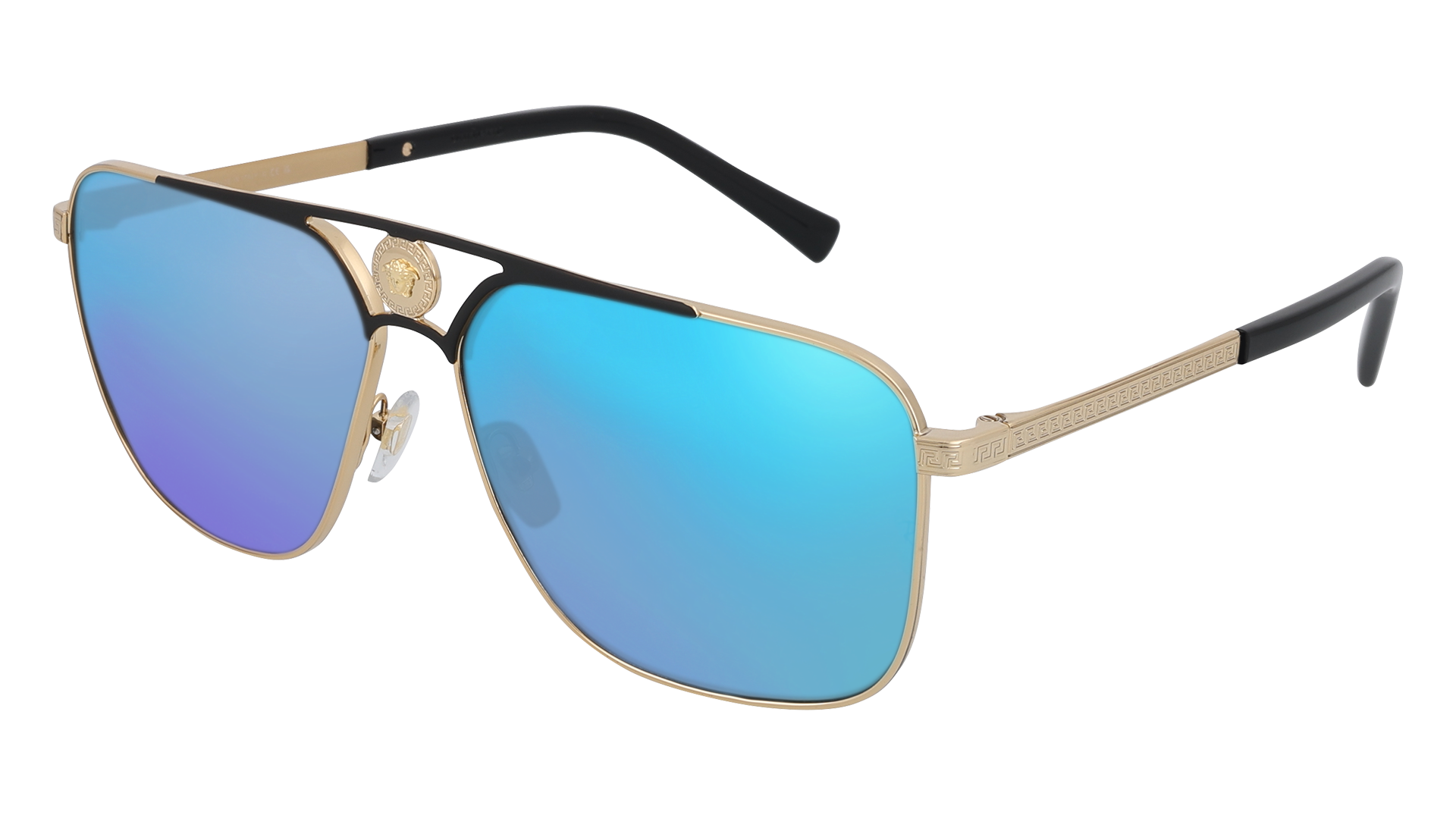 Gold/Matte Black, Blue-Mirrored