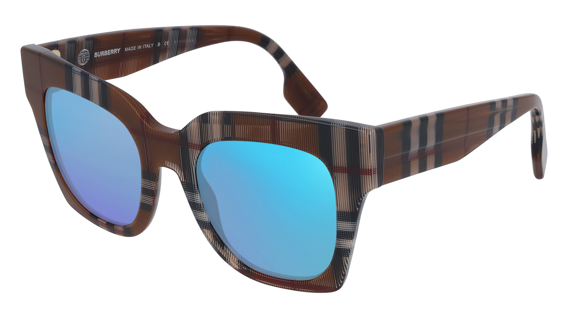 Brown Check, Blue-Mirrored