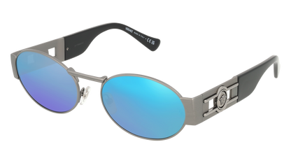 Matte Gunmetal, Blue-Mirrored