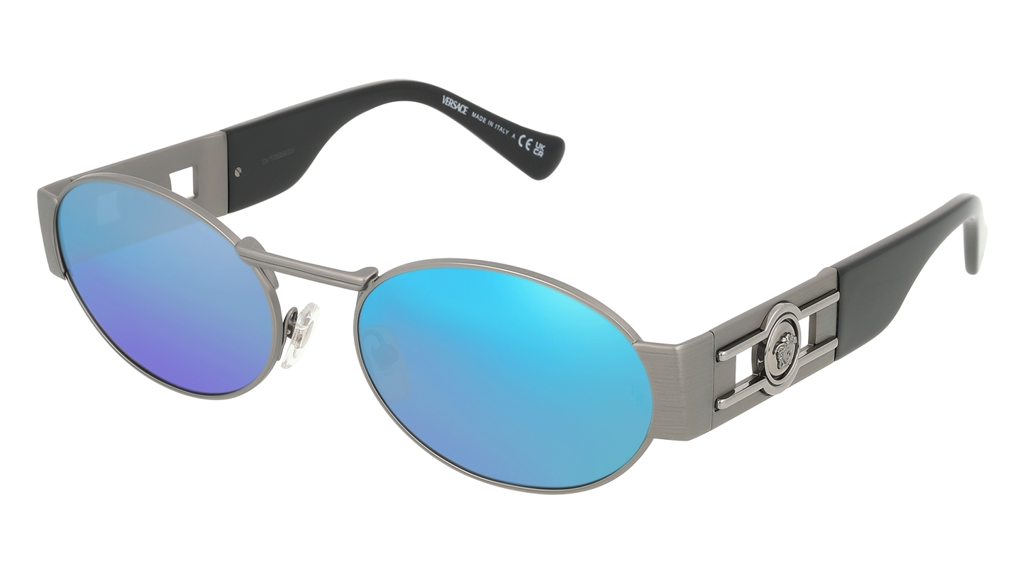 Matte Gunmetal, Blue-Mirrored