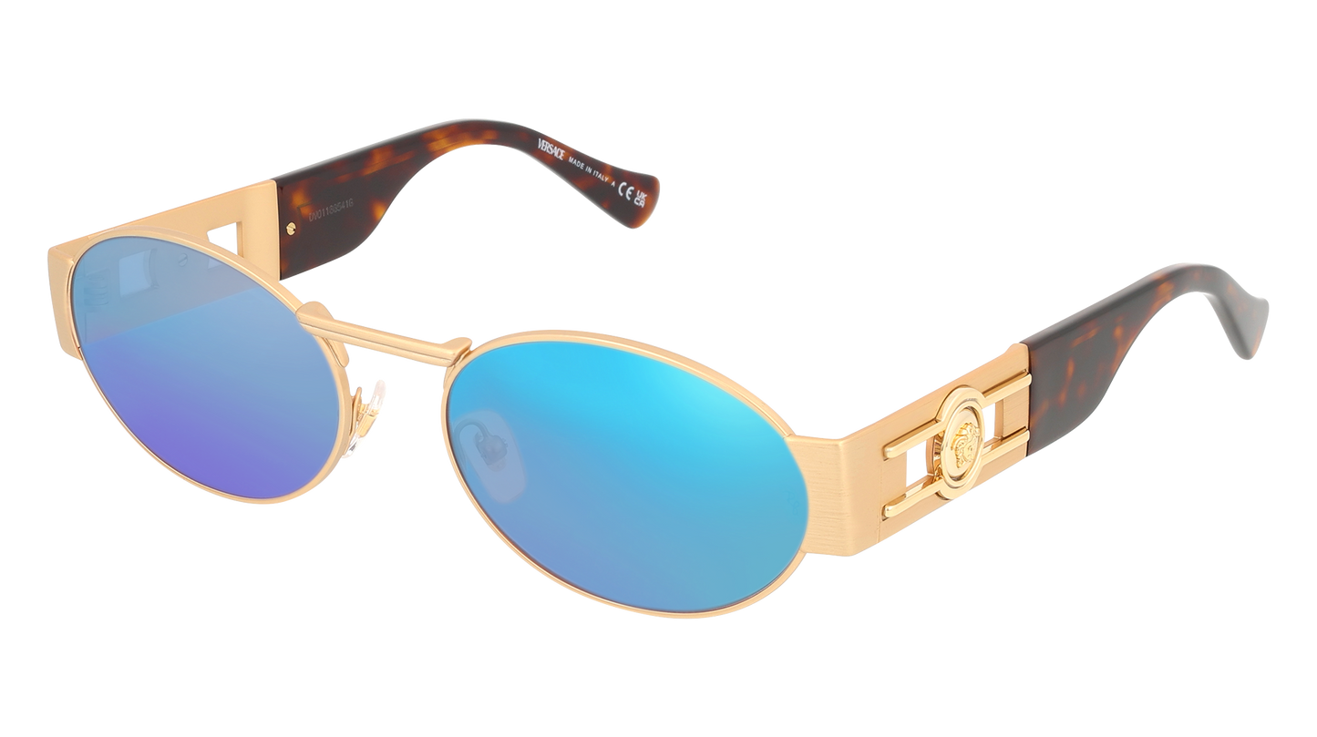 Matte Gold, Blue-Mirrored