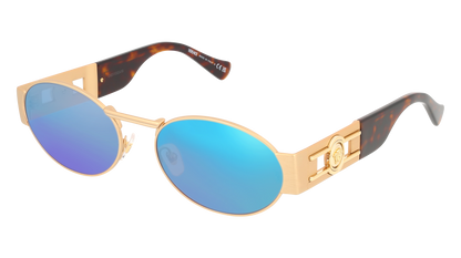 Matte Gold, Blue-Mirrored