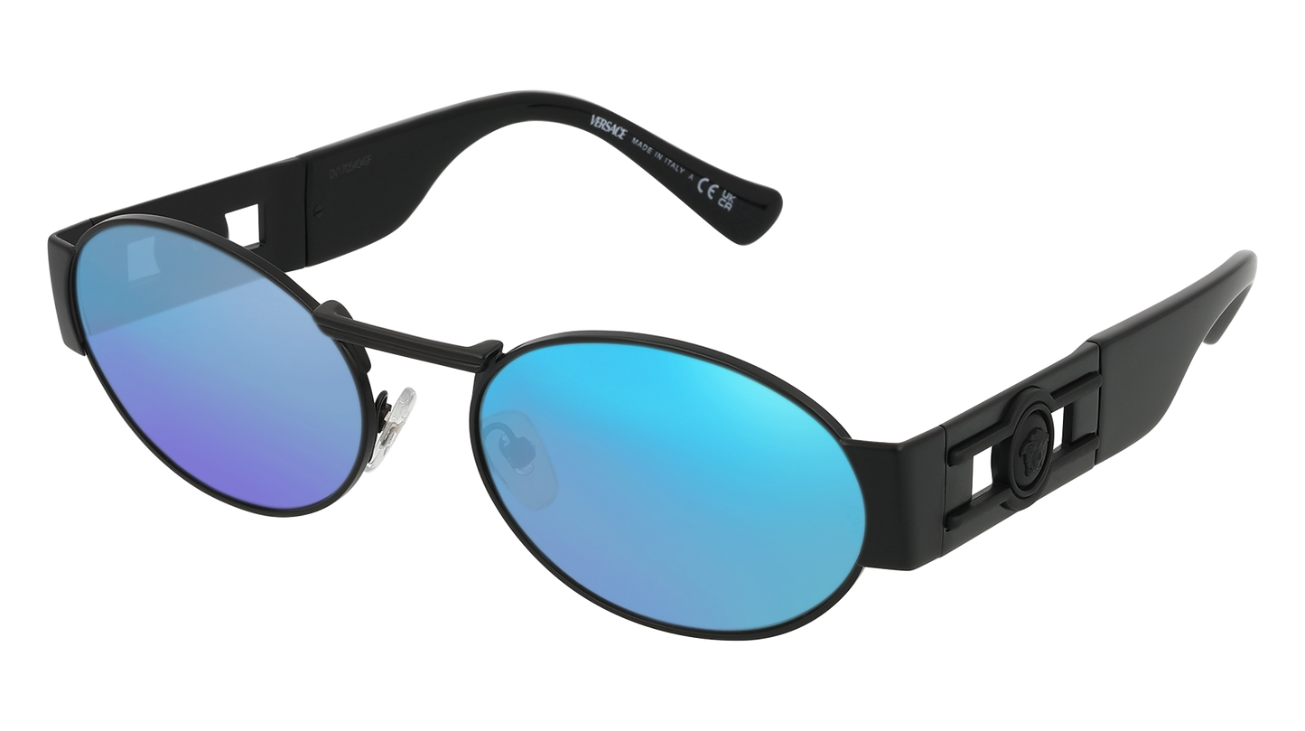 Matte Black, Blue-Mirrored