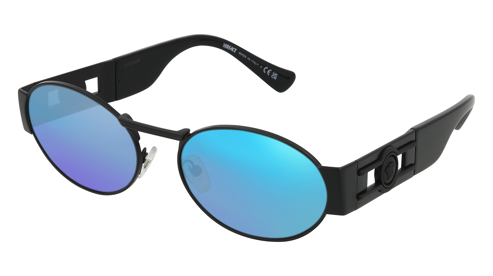 Matte Black, Blue-Mirrored