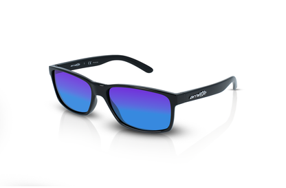 Shiny Black	, Blue-Mirrored