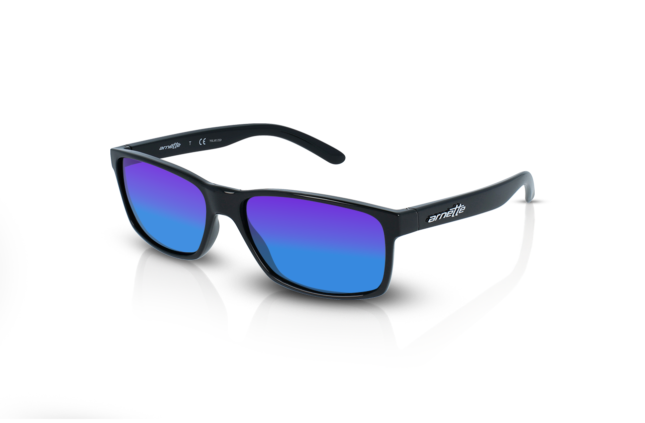 Shiny Black	, Blue-Mirrored