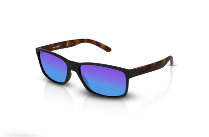 Rubber Black, Blue-Mirrored