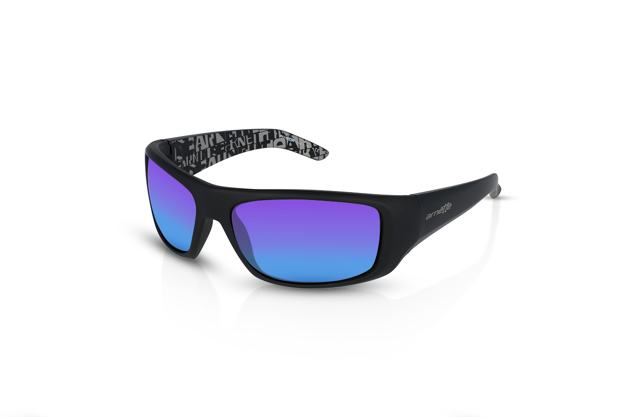 Rubber Black, Blue-Mirrored