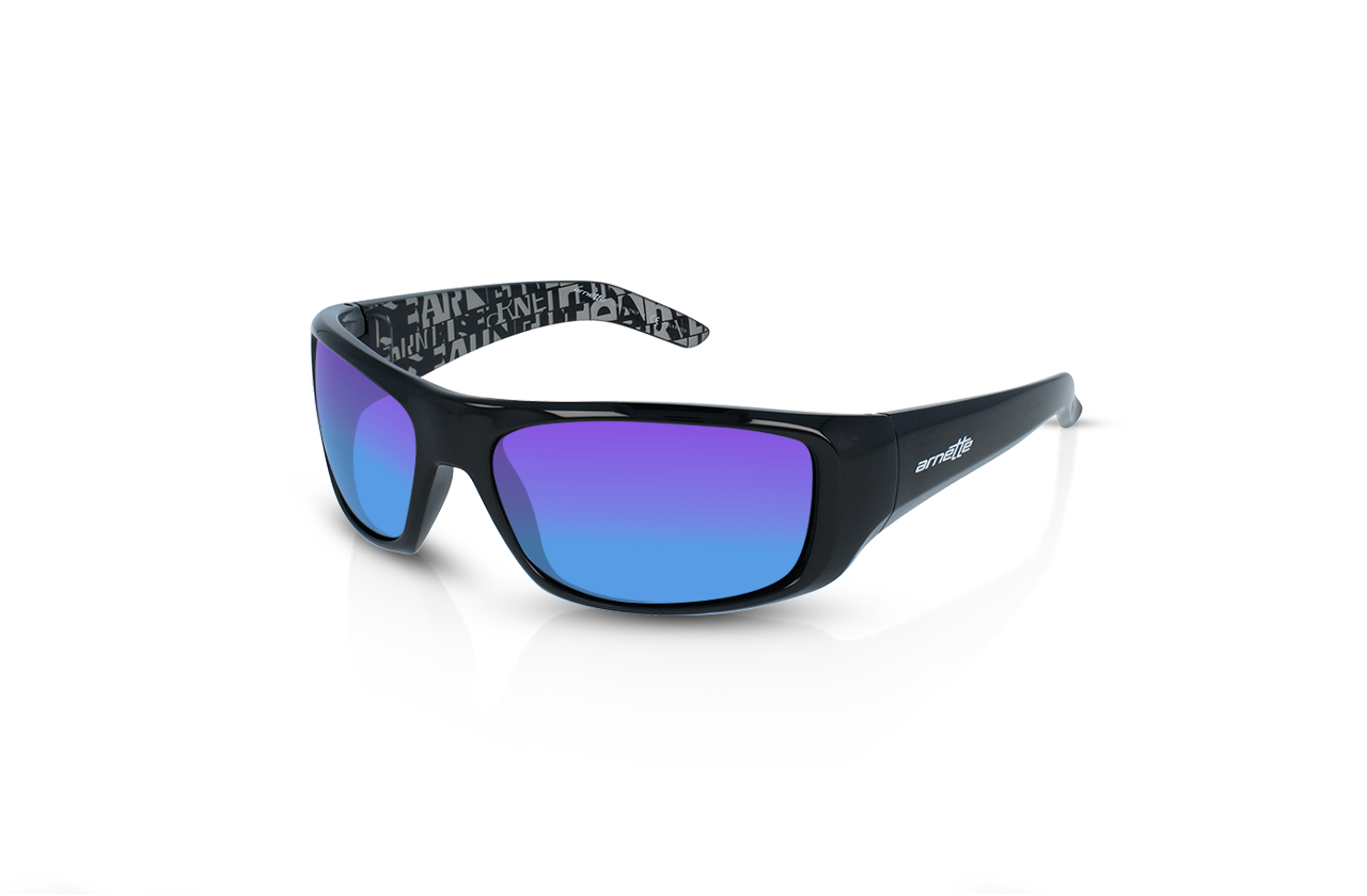 Shiny Black, Blue-Mirrored