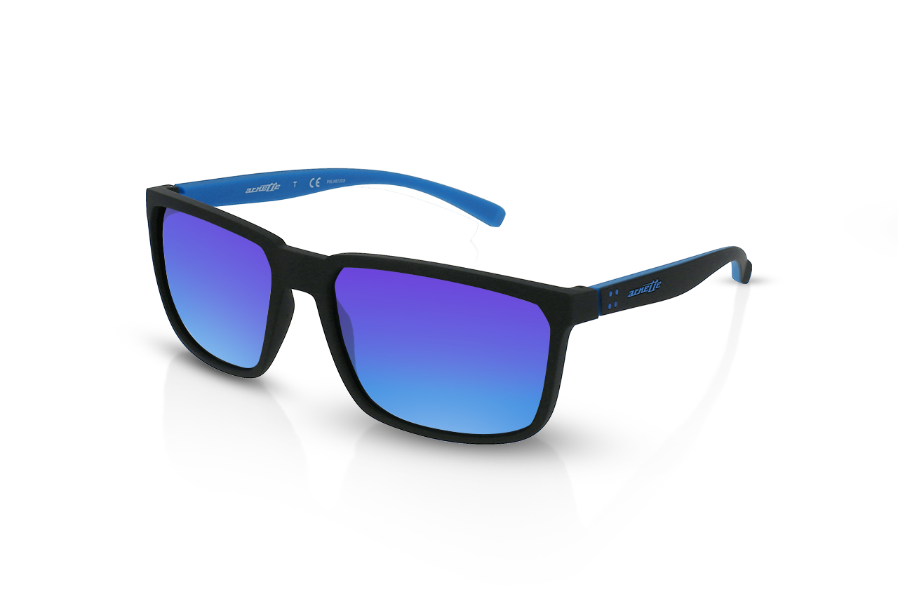 Matte Black, Blue-Mirrored