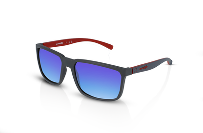 Matte Grey, Blue-Mirrored