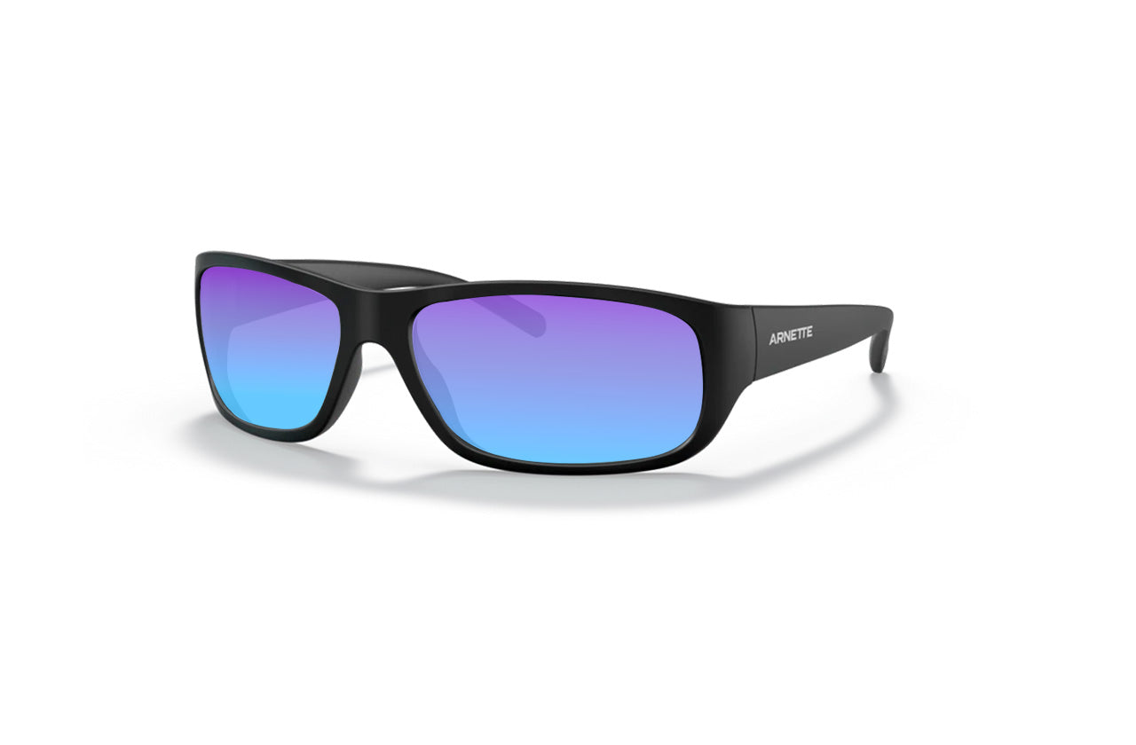 Matte Black	, Blue-Mirrored