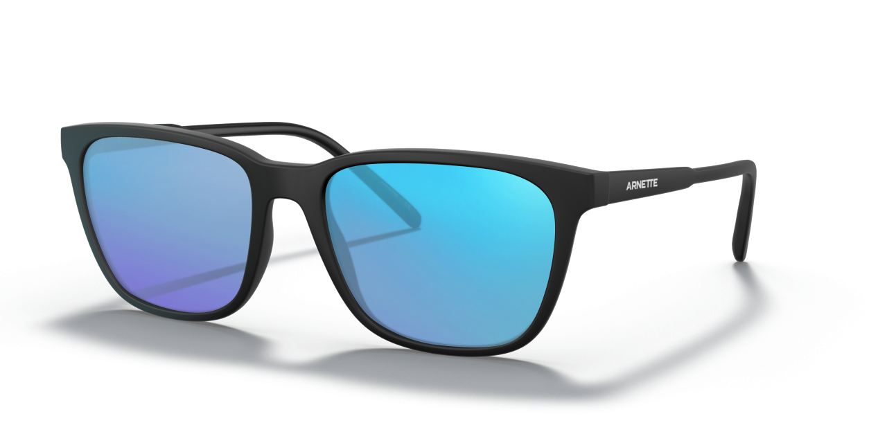 Matte Black, Blue-Mirrored