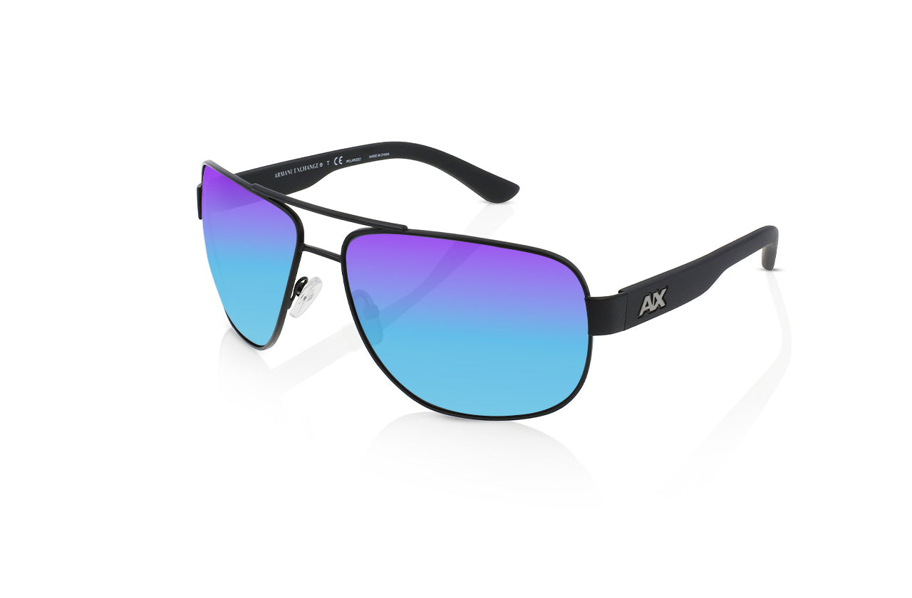 Matte Black	, Blue-Mirrored