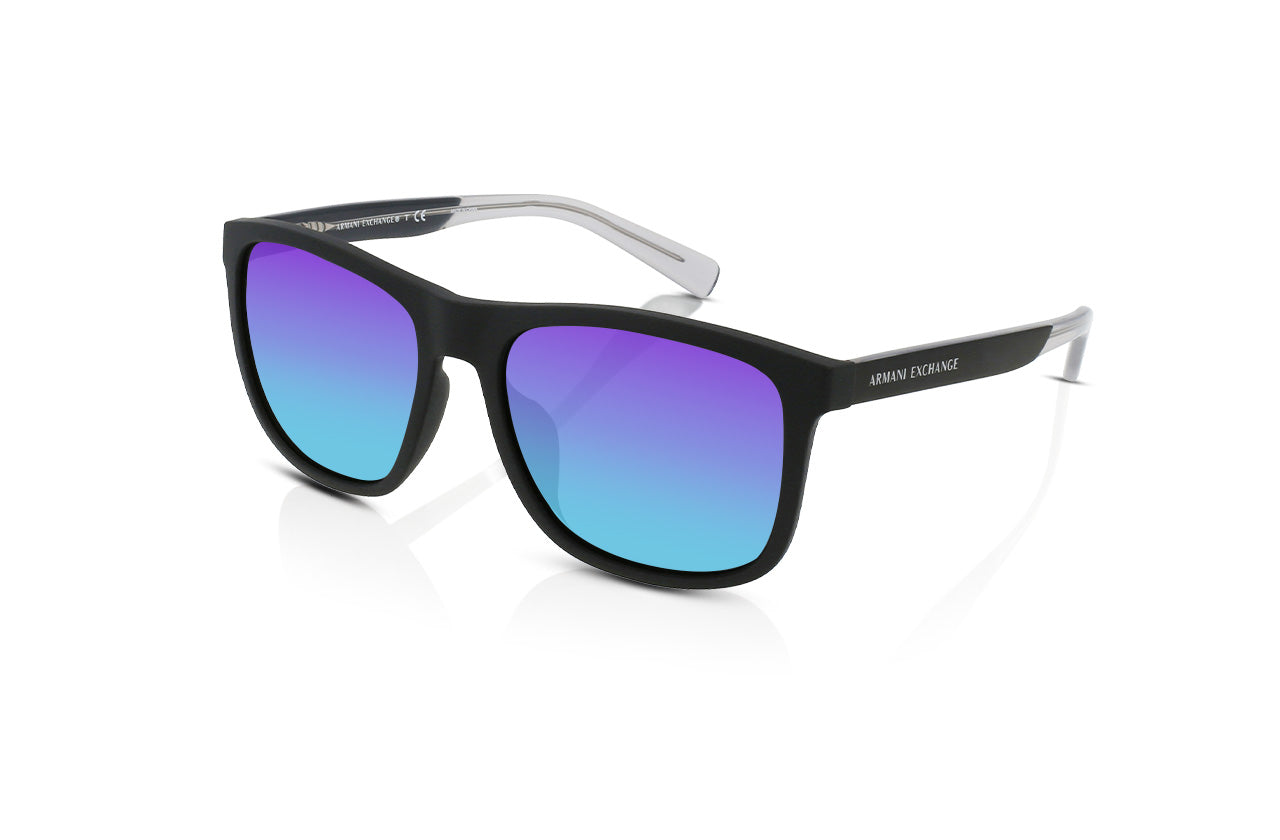 Matte Black	, Blue-Mirrored