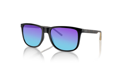 Shiny Black	, Blue-Mirrored