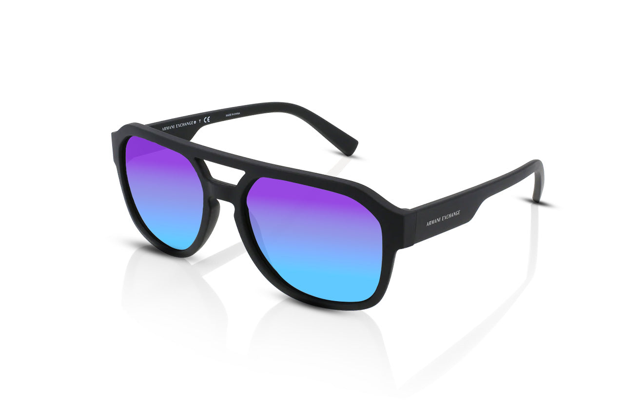 Matte Black, Blue-Mirrored