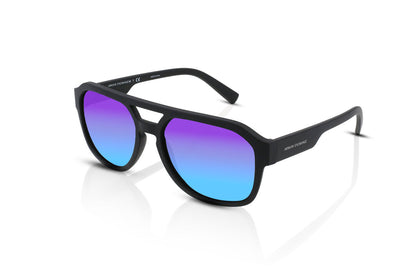 Matte Black, Blue-Mirrored