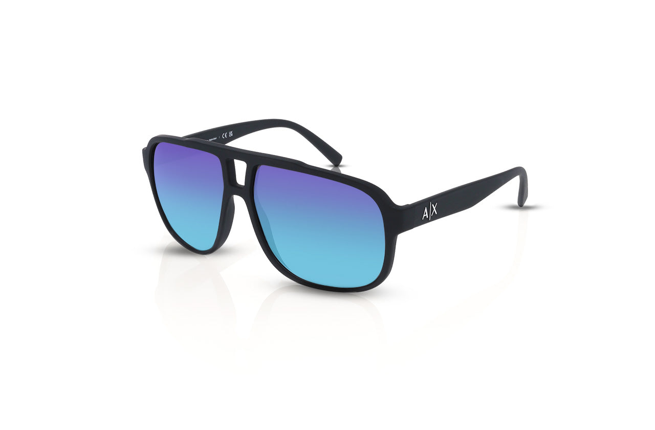 Matte Black	, Blue-Mirrored