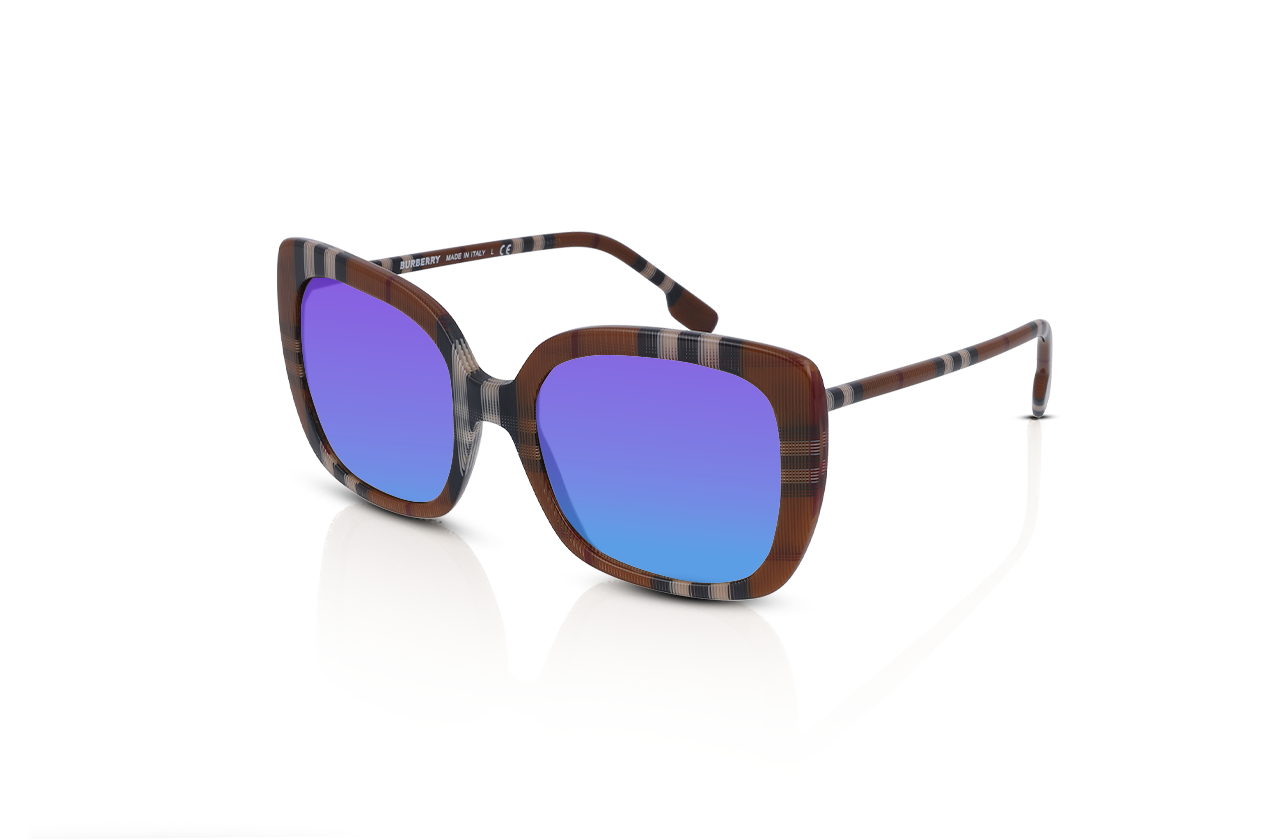 Brown Check, Blue-Mirrored