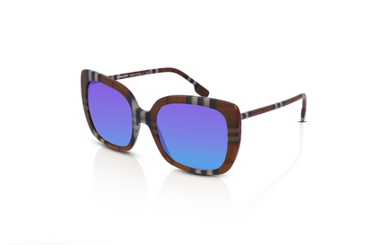 Brown Check, Blue-Mirrored