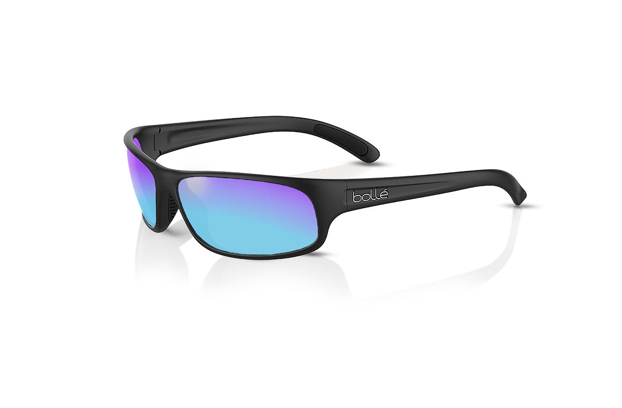 Matte Black, Blue-Mirrored