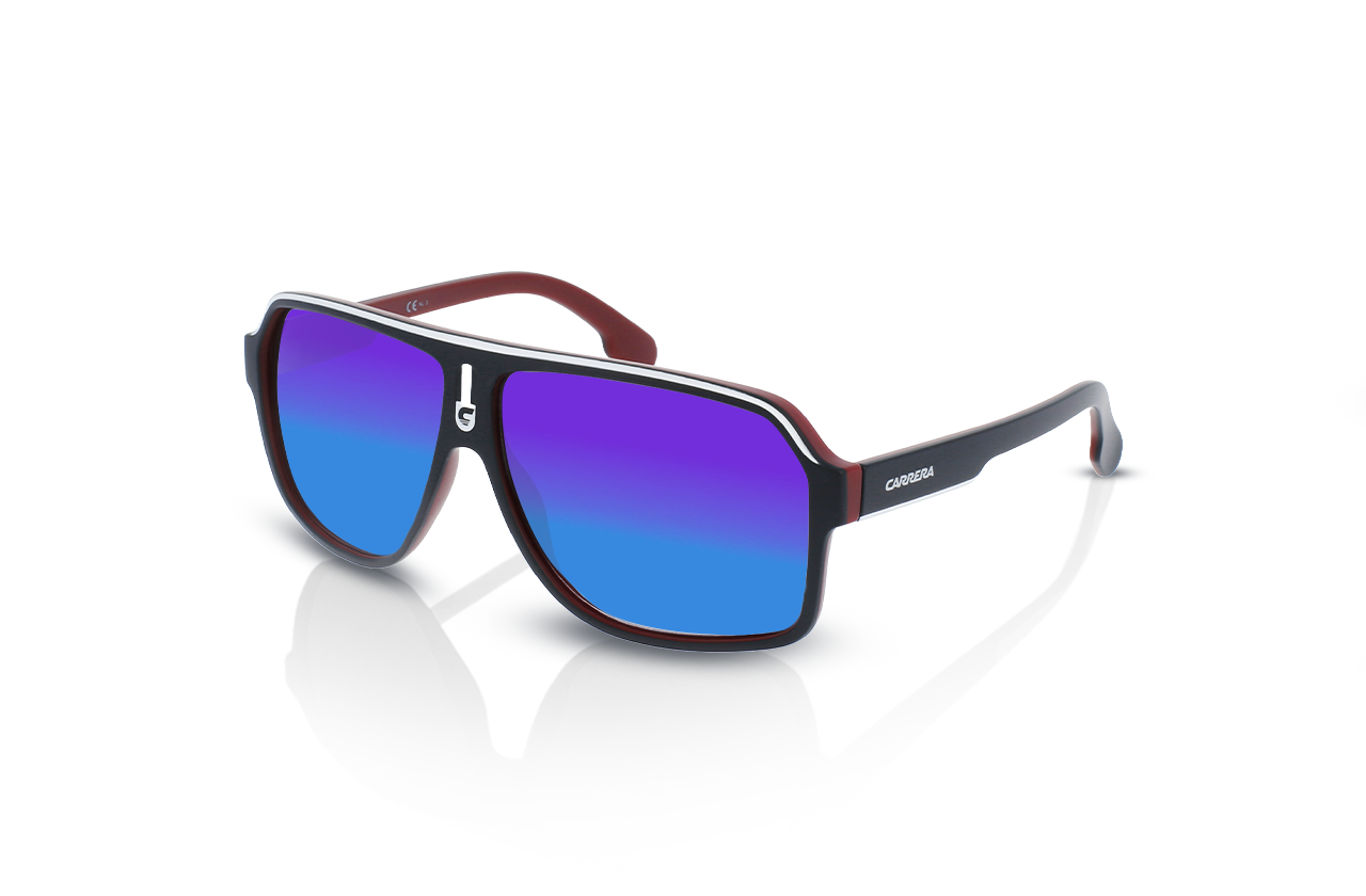 Matte Black Red, Blue-Mirrored