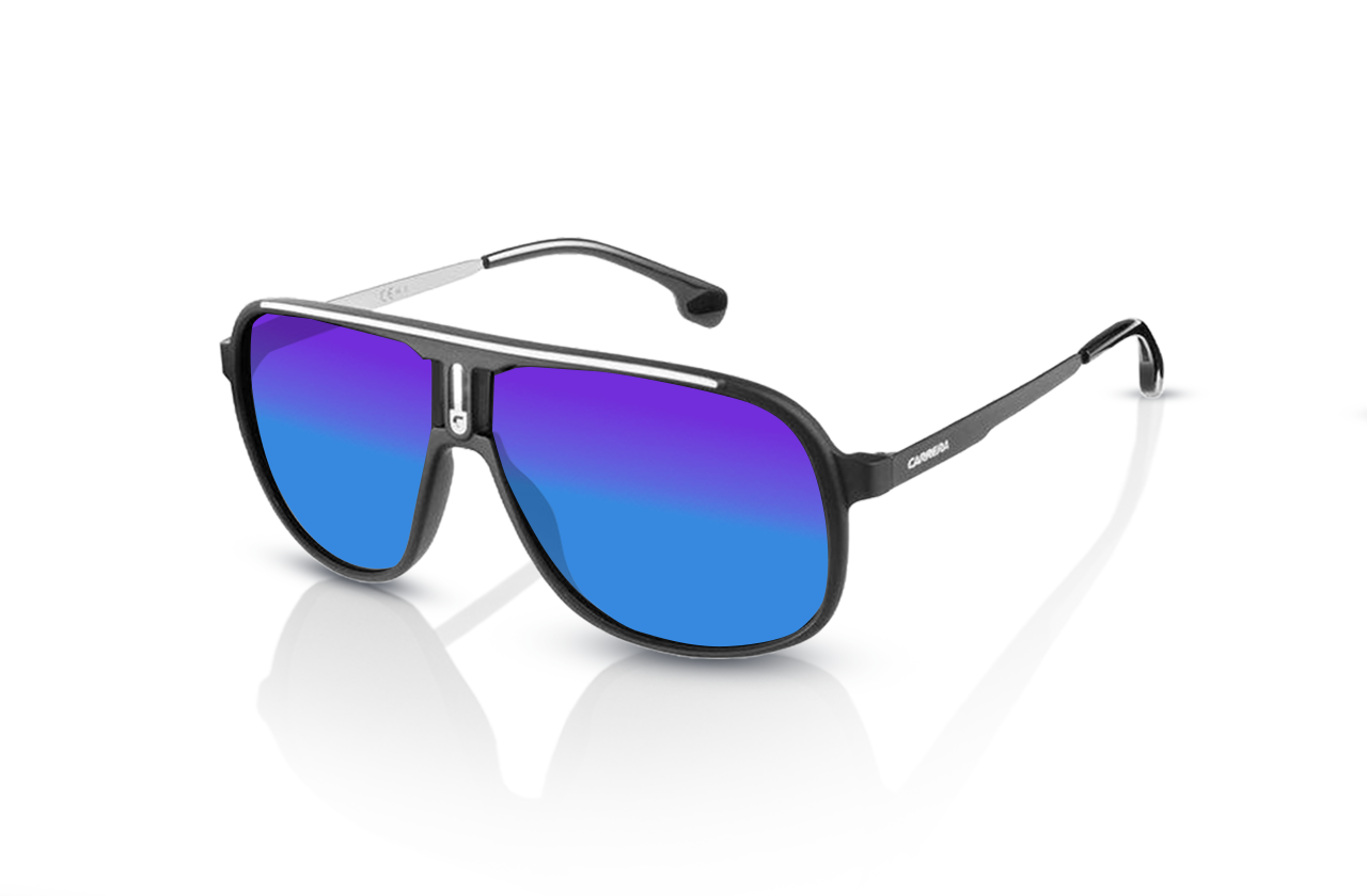 Matte Black, Blue-Mirrored