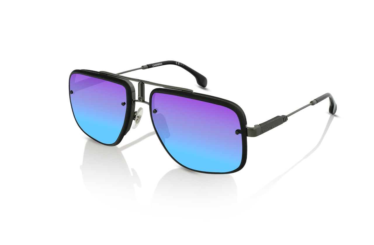 Matte Black	, Blue-Mirrored