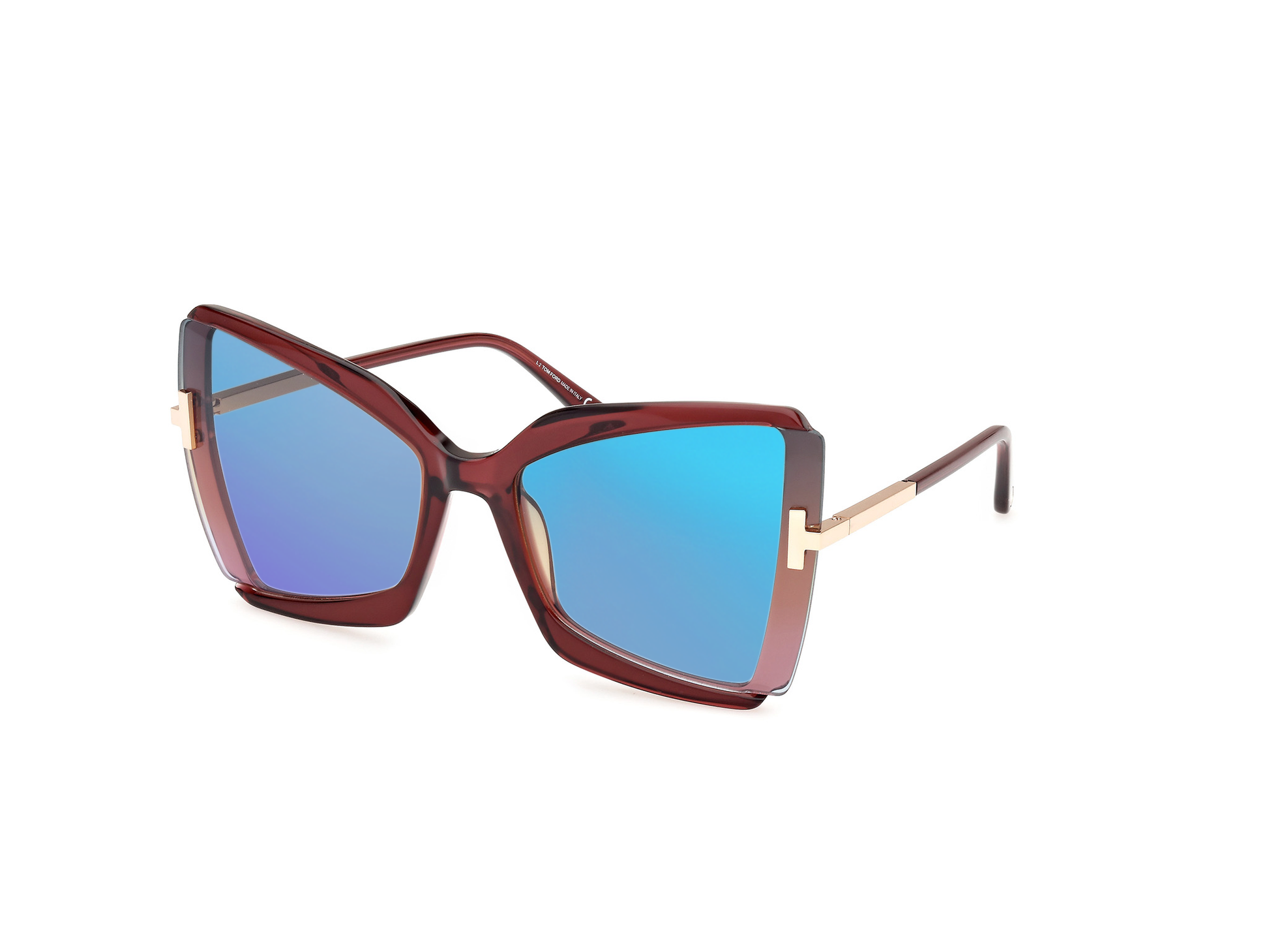 Rose Champagne W. Rose Gold Temples, Blue-Mirrored