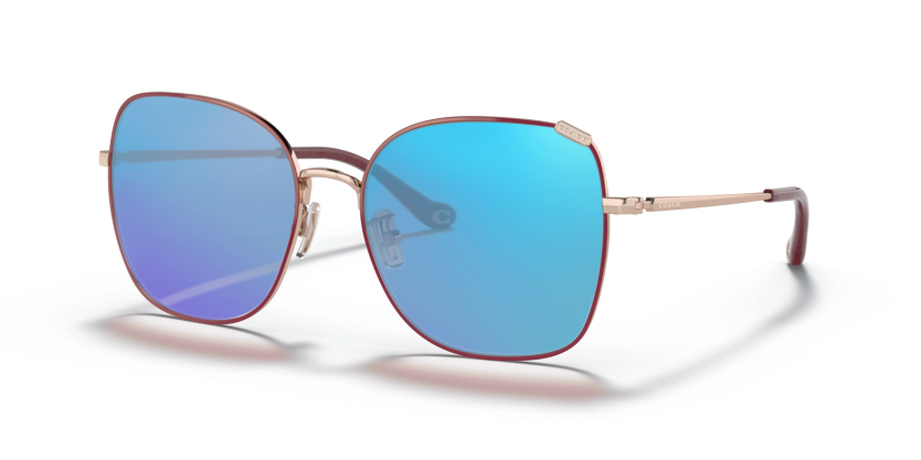 Shiny Rose Gold/Burgundy Front, Blue-Mirrored