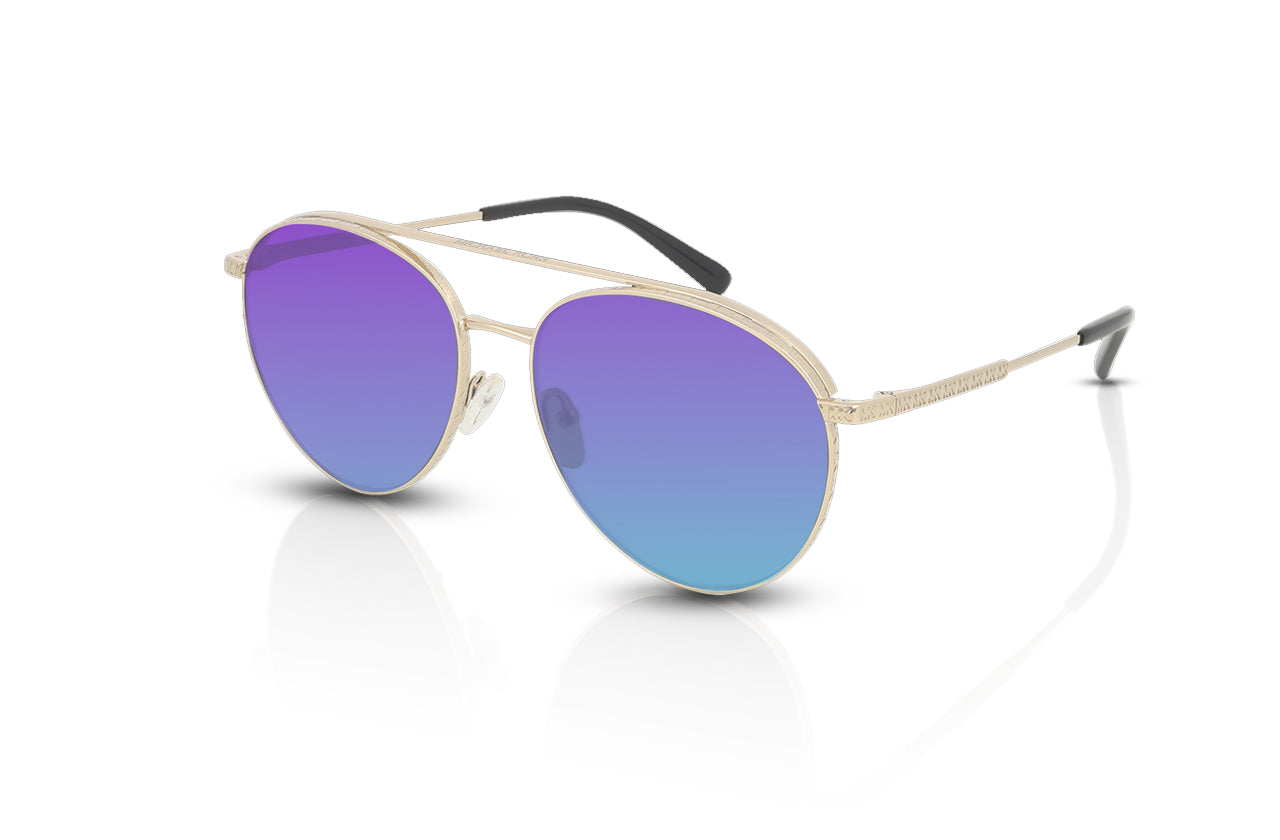 Light Gold	, Blue-Mirrored