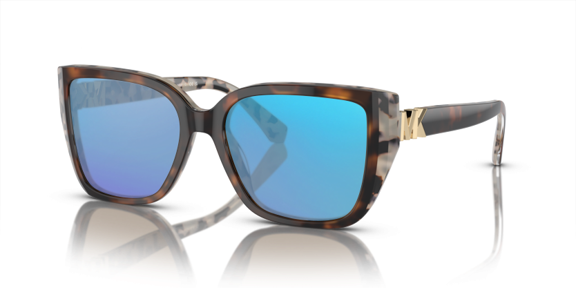 Bi Layer Dark/Cream Tortoise, Blue-Mirrored