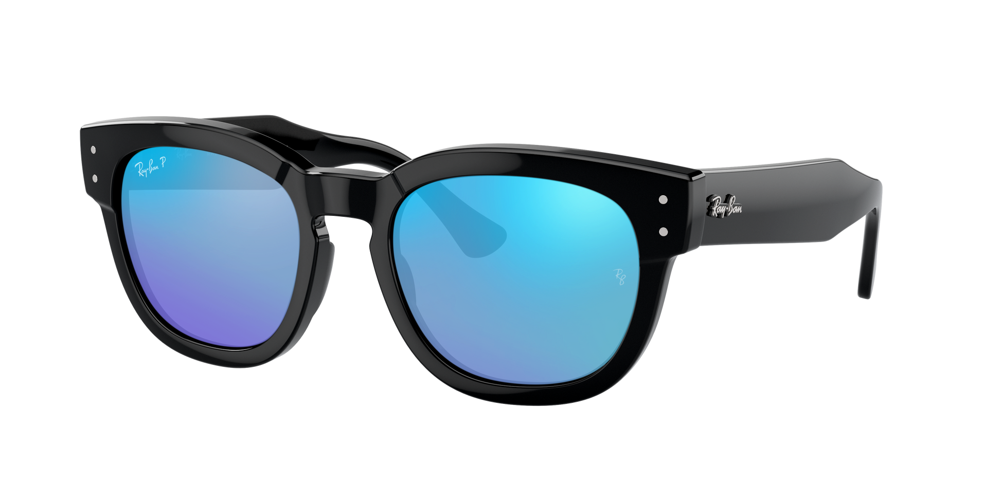 Black, Mirrored Blue-Polarized, Rayban