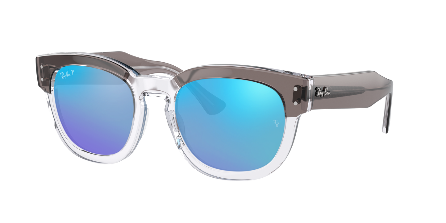 GREY ON TRANSPARENT, Mirrored Blue-Polarized, Rayban