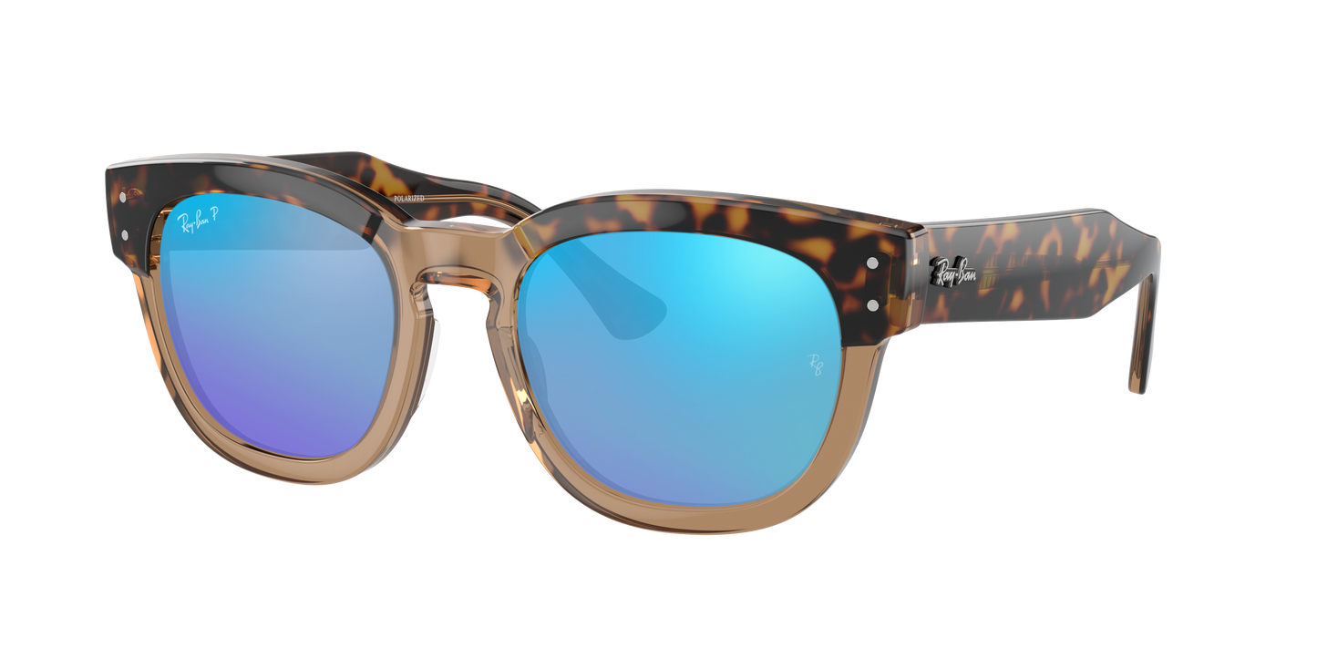 HAVANA ON TRANSPARENT BR, Mirrored Blue-Polarized, Rayban