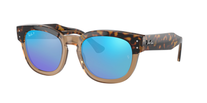 HAVANA ON TRANSPARENT BR, Mirrored Blue-Polarized, Rayban