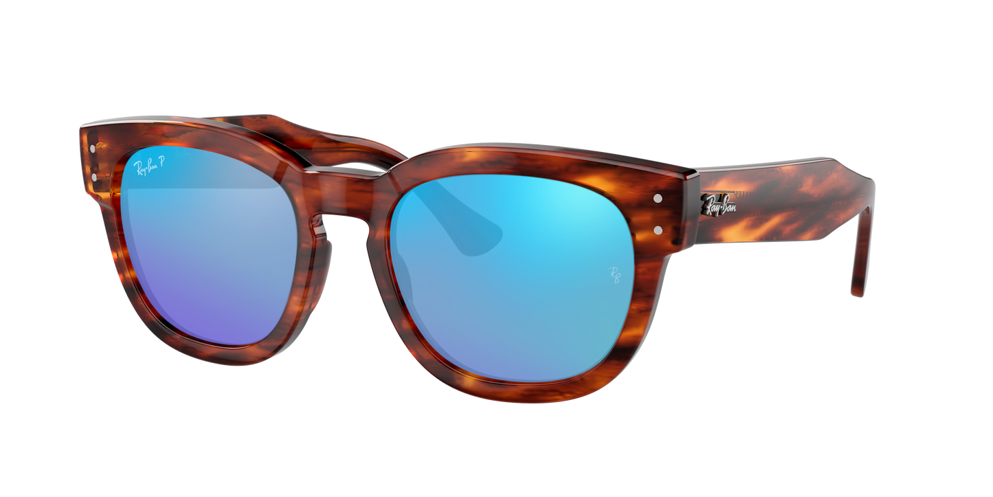STRIPED HAVANA, Mirrored Blue-Polarized, Rayban
