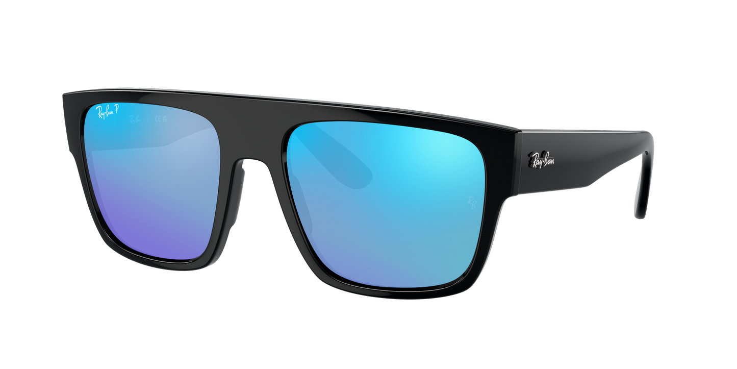 Black, Mirrored Blue-Polarized, Rayban