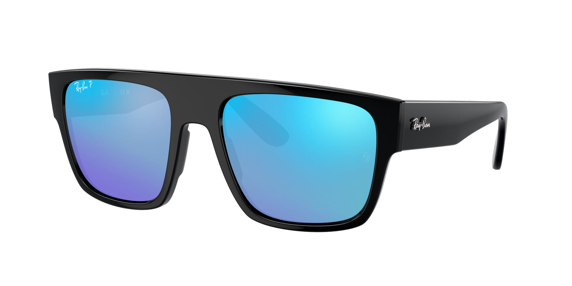 Black, Mirrored Blue-Polarized, Rayban