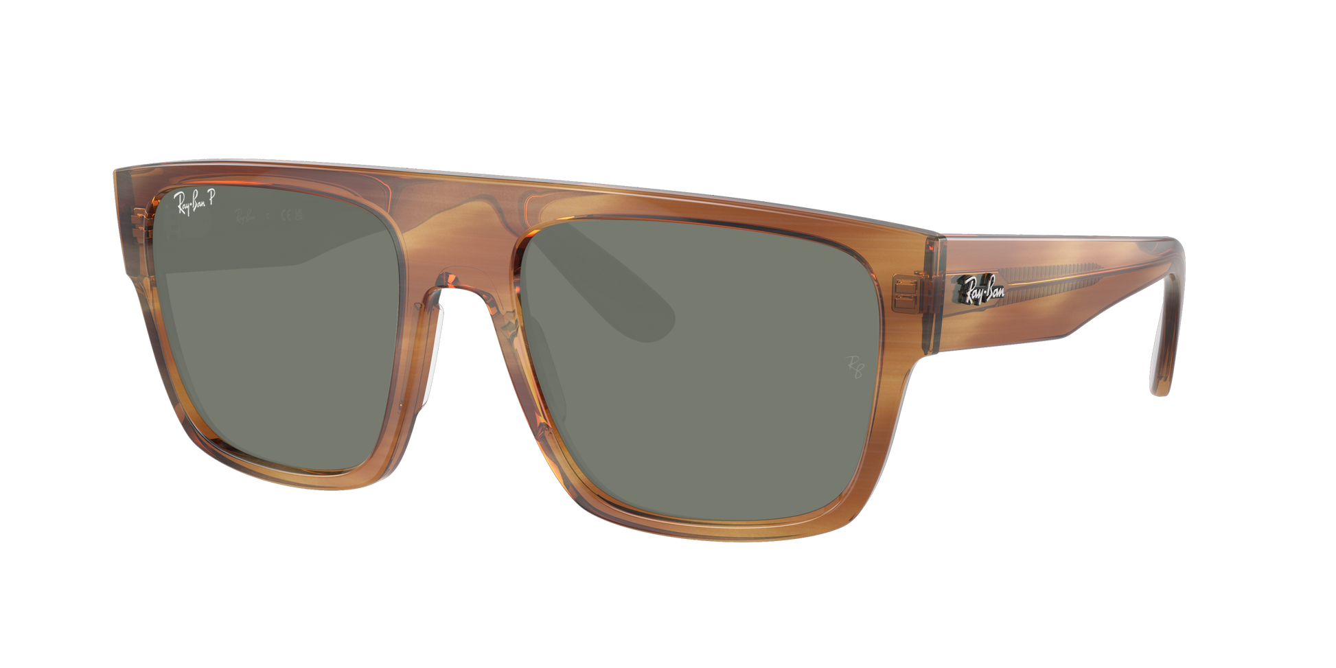 STRIPED BROWN, Green-Polarized, Rayban