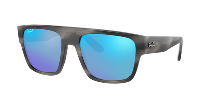 STRIPED GRAY, Mirrored Blue-Polarized, Rayban